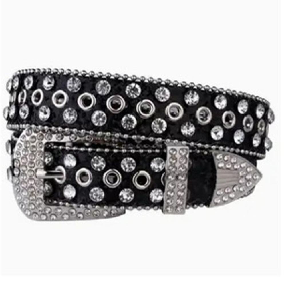 Black Rhinestone Studded Belt